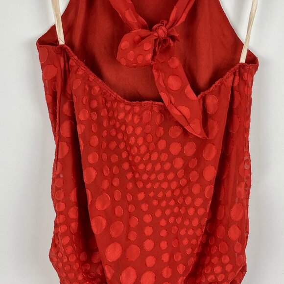 Celine by Champion Top Blouse Size M Orange Sleeveless Halter Neck Elastic Waist - Picture 8 of 9